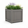 24 x 24 x 24 in Square Gray HDPE Raised Garden Planter Box