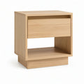 Natural Oak Nightstand with 1 Drawer and Open Shelf, 20 x 16 x 24 in