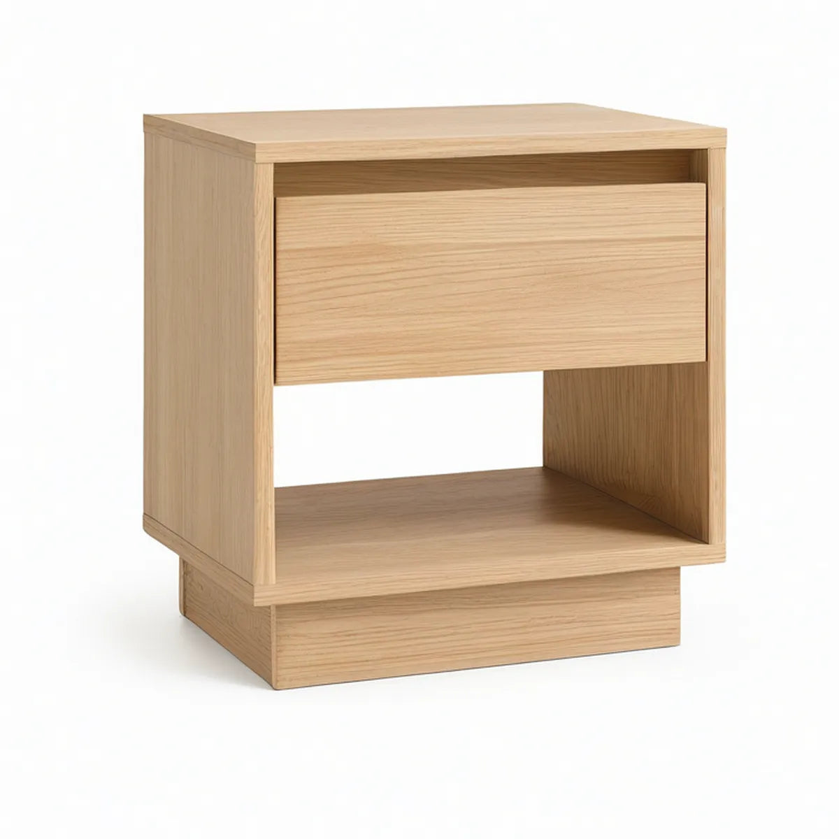 Natural Oak Nightstand with 1 Drawer and Open Shelf, 20 x 16 x 24 in