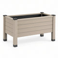 Elevated Rectangular WPC Planter, Beige and Black, 39.4 x 19.7 x 31.5 in