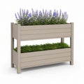 Two-Tier Raised Garden Planter, Solid Fir Wood, Taupe, 31.5 x 15.7 x 39.4 in