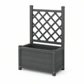 Dark Gray WPC Raised Planter with Trellis, 16.9 x 16.9 x 55.1 in.