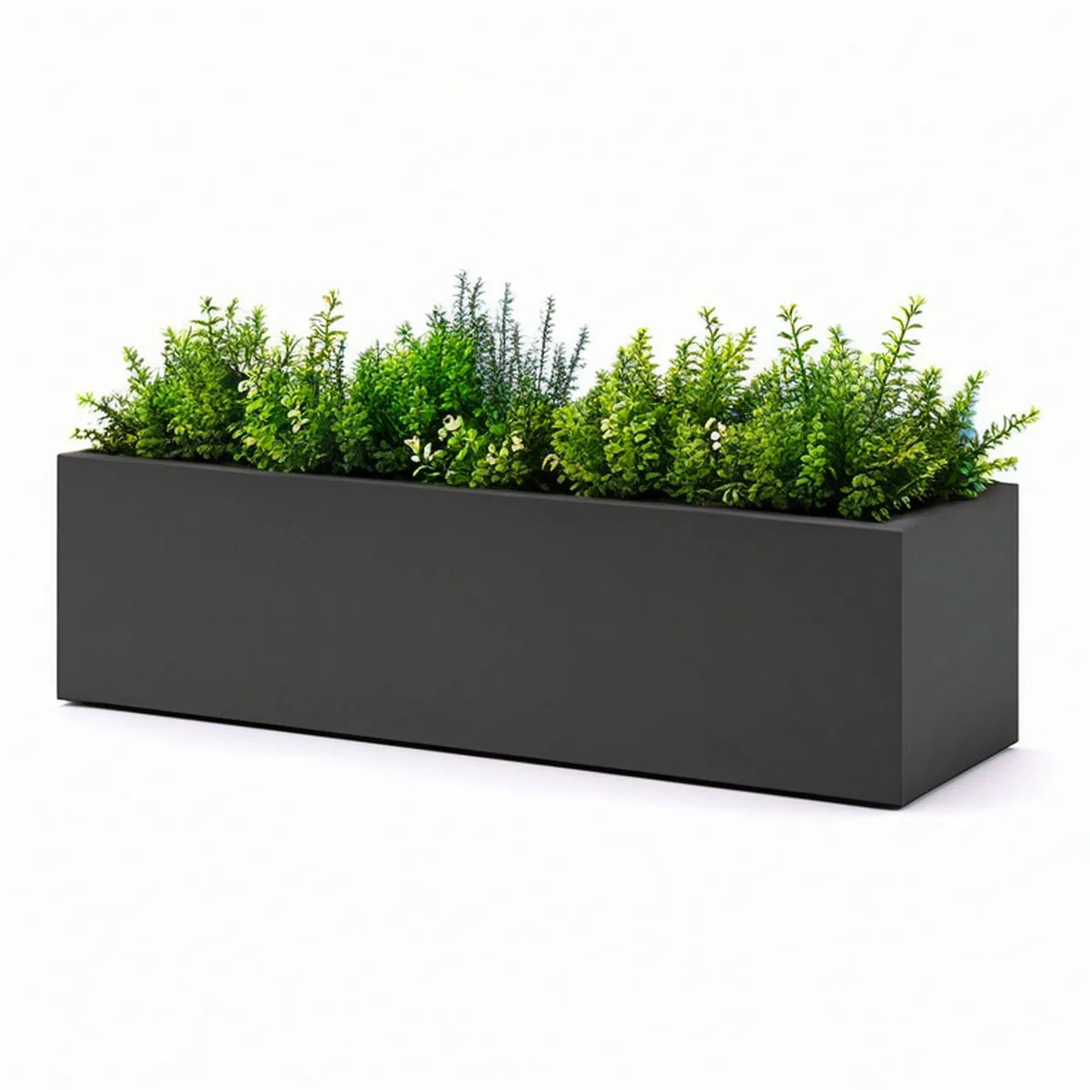 100 x 30 x 45 cm Black Powder-Coated Galvanized Steel Rectangular Outdoor Planter Box
