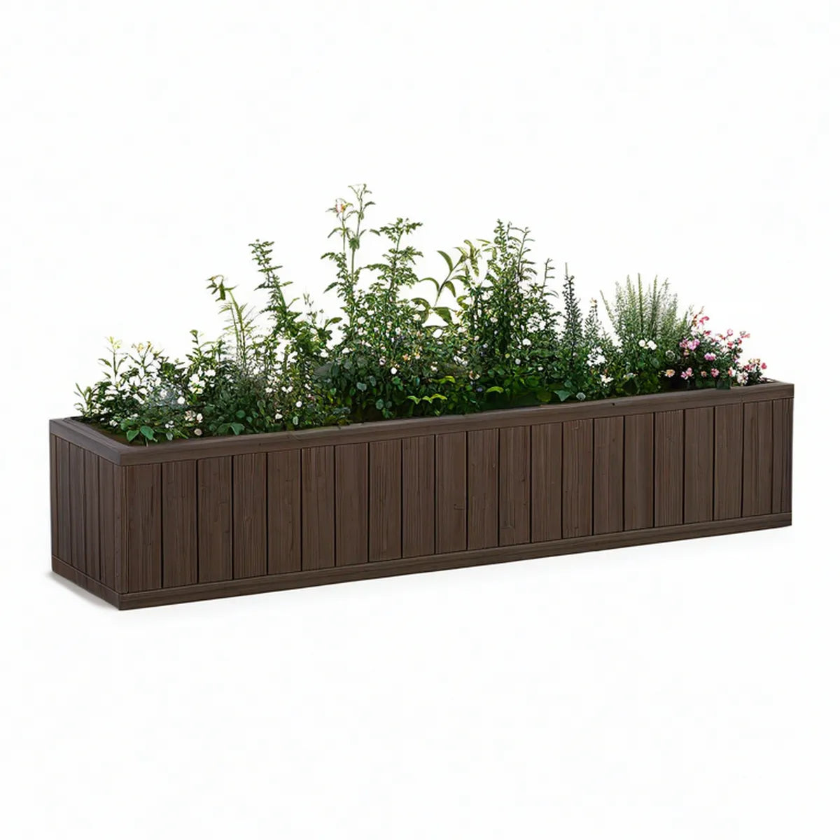 Brown WPC Rectangular Raised Planter, 78.7 x 19.7 x 23.6 in