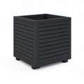 24 x 24 x 24 in Square Slatted Aluminum Outdoor Planter Box, Black