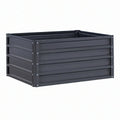 Dark Gray Galvanized Steel Raised Garden Bed, Rectangular Open-Bottom Design, 48 x 24 x 12 in