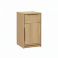 Natural Oak Engineered Wood Nightstand with Drawer and Cabinet, 18 x 16 x 30 in