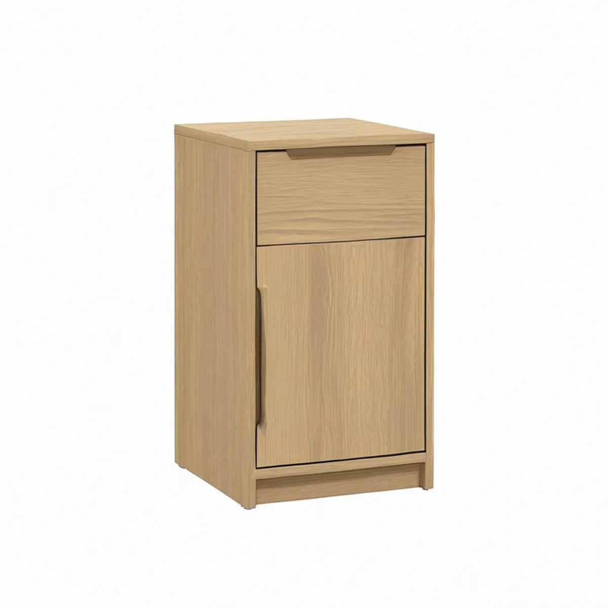 Natural Oak Engineered Wood Nightstand with Drawer and Cabinet, 18 x 16 x 30 in