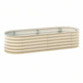 Oval Raised Garden Bed, 78 x 39 x 12 in, Powder-Coated Galvanized Steel, Cream