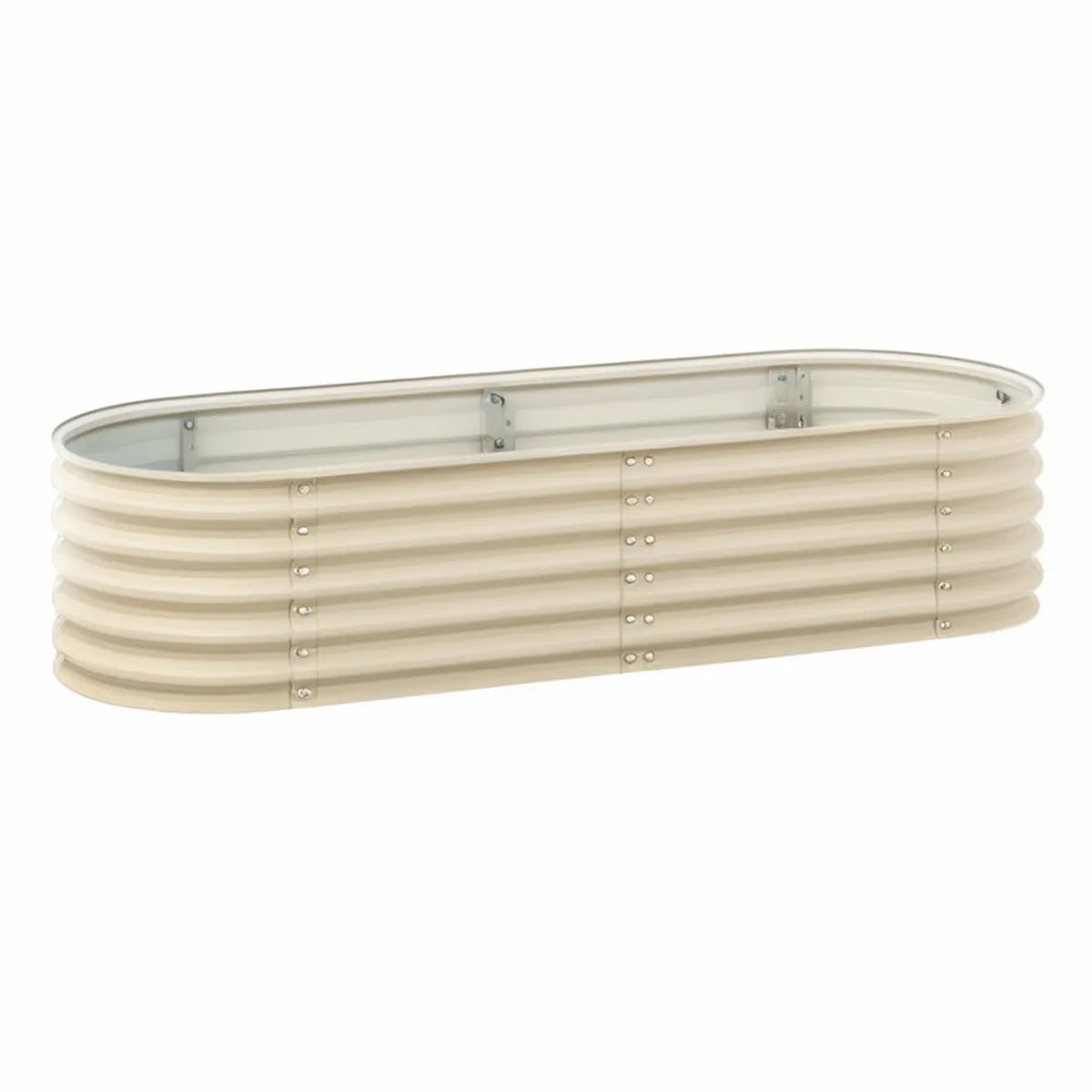 Oval Raised Garden Bed, 78 x 39 x 12 in, Powder-Coated Galvanized Steel, Cream