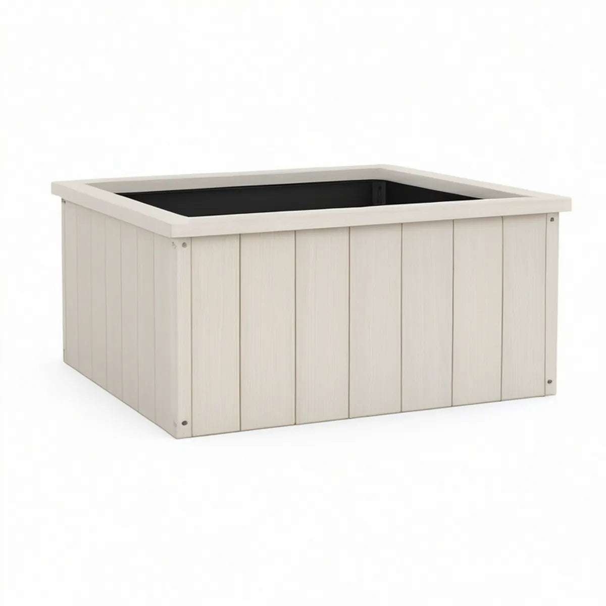 24 x 24 x 15 in Square Outdoor Resin Planter Box with Removable Liner, White/Black