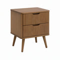 Modern Walnut Brown 2-Drawer Nightstand, 20 x 16 x 24 in