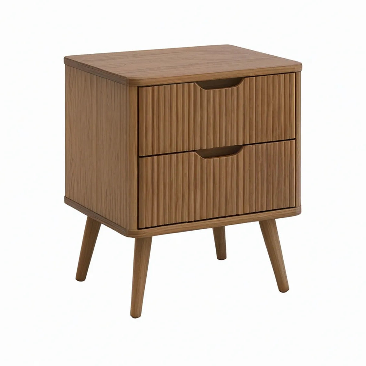 Modern Walnut Brown 2-Drawer Nightstand, 20 x 16 x 24 in