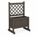 Brown Polypropylene Raised Planter with Lattice Trellis, 16.9 x 16.9 x 53.9 in