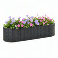 Black PE Rattan Rectangular Planter Box with Liner, 31.5 x 9.8 x 9.8 in