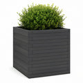 Outdoor Square Raised Planter Box, 24 x 24 x 28 in, Powder-Coated Galvanized Steel, Dark Gray