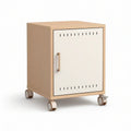 Rolling MDF Storage Cabinet, Oak Beige and White, 18 in W x 16 in D x 24 in H