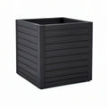 40 x 40 x 40 cm Black Wood-Grain Polypropylene Square Planter