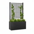 Black WPC Raised Garden Planter Box with Trellis, 39.4 x 16.9 x 55.9 in