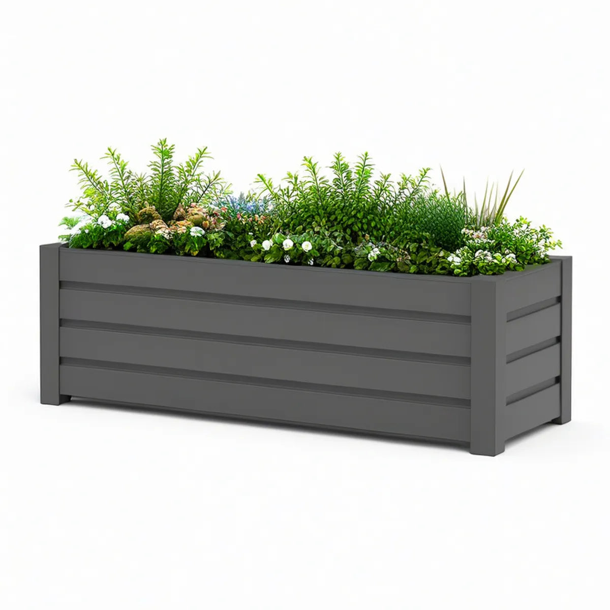 Dark Gray WPC Raised Planter Box, 47.2 x 15.7 x 15.7 in.