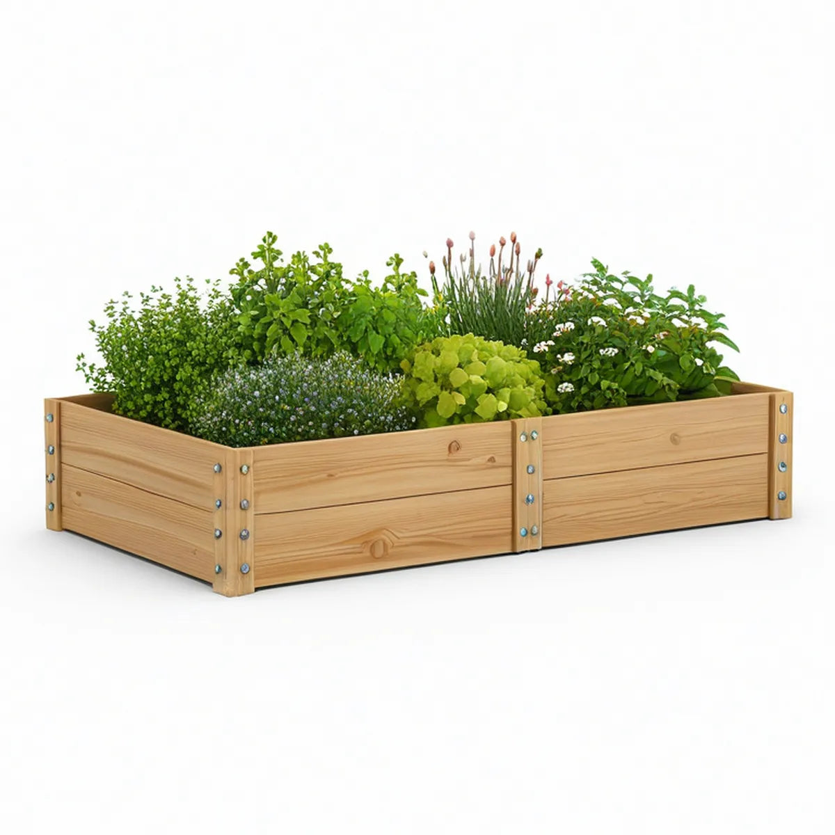 Natural Solid Fir Wood Raised Garden Bed, 47.2 x 23.6 x 11.8 in