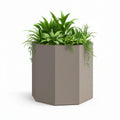 Taupe Hexagonal Powder-Coated Galvanized Steel Planter, 40 x 40 x 60 cm