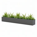 Dark Gray Galvanized Steel Rectangular Planter Box, 47.2 x 11.8 x 15.7 in