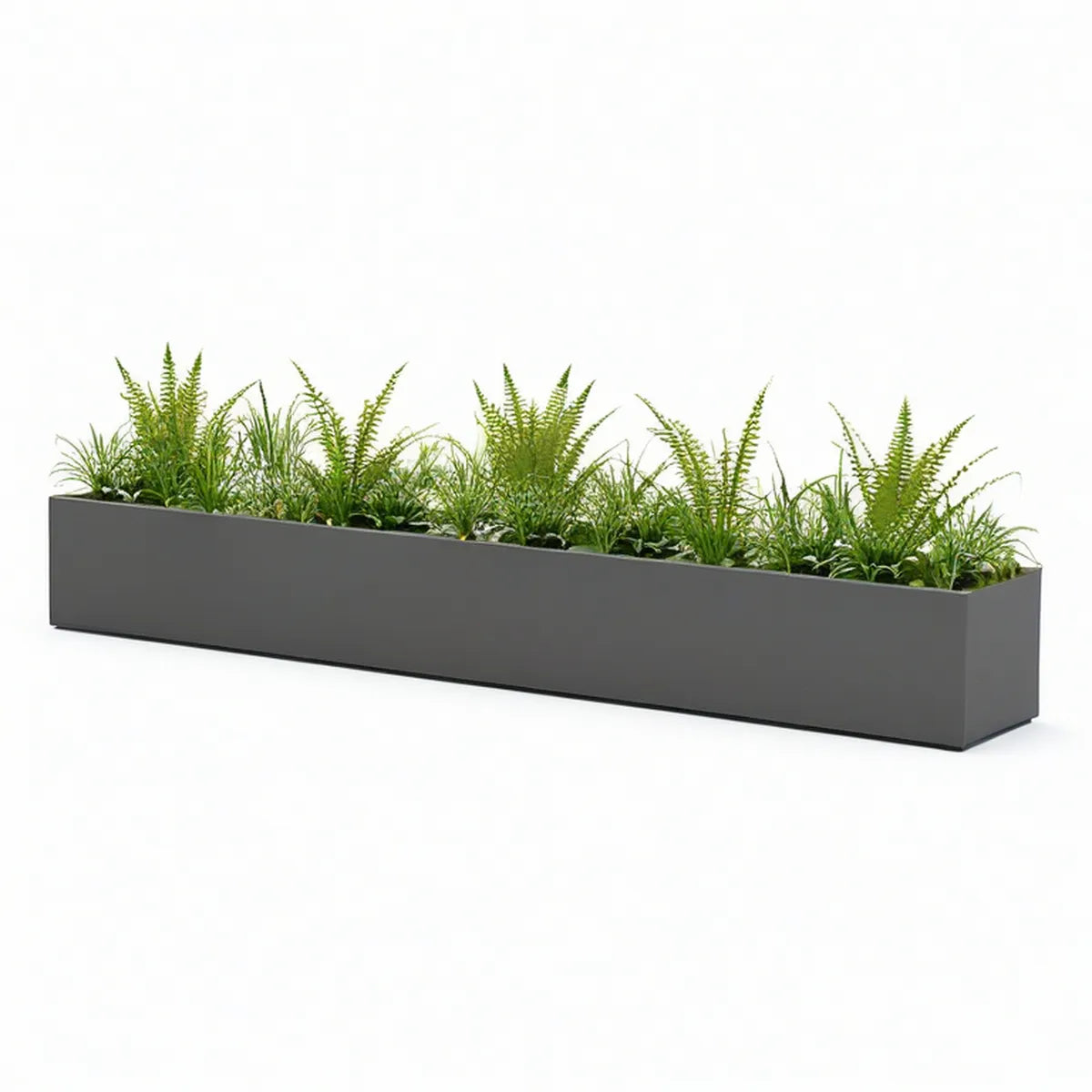 Dark Gray Galvanized Steel Rectangular Planter Box, 47.2 x 11.8 x 15.7 in